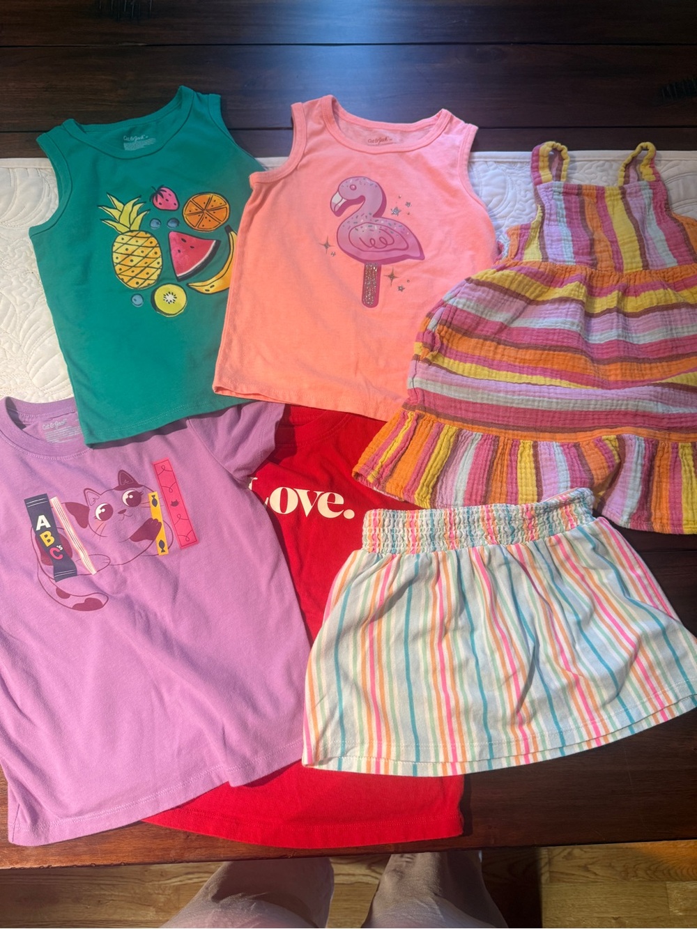 Cat & Jack 7-Piece Summer Bundle Dress Tanks Tees Romper and Skort
